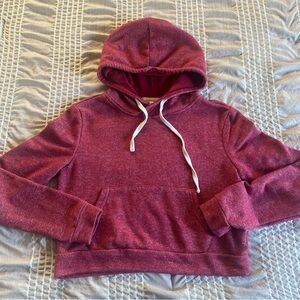 Forever 21 Small Cropped Burgundy Hoodie Sweatshirt